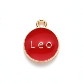 50 stuks hanger/bedels sterrenbeeld leo (leeuw) 12mm emaille rood/goud
