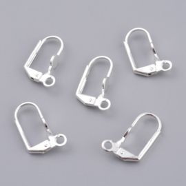 10 stuks oorhaakjes met clip en oogje 16x11mm 925 zilver plated