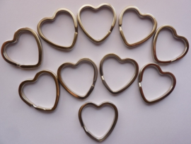 10 stuks sleutelringen hartvorm 31mm - stevige zware kwaliteit!