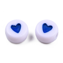 AMIX-hart- 30 stuks letterkralen hartjes donkerblauw - als aanvulling voor letterkralen 7x4mm