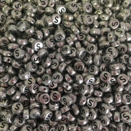 C369- ca. 75 stuks S kralen 7x4mm zilver
