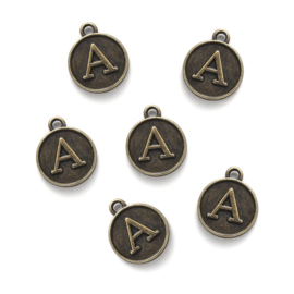 A3- 26 stuks bedels alfabet letters A t/m Z 12mm bronskleur