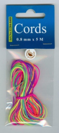 CE442000/8409- 5 meter nylon knoopkoord 0.8mm dik - fel regenboog