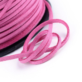 3 meter faux suede veter van 3mm breed roze