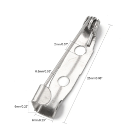 10 stuks brochespeldjes 25mm zilver