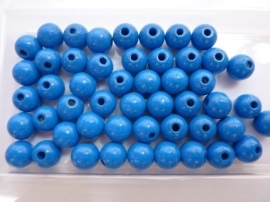 6020 351- 50 stuks houten kralen blauw 10mm