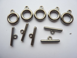 P.37- 5 stuks kapittelslotjes van 13mm donker staalkleur