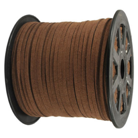 3 meter faux suede veter van 3mm breed donkerbruin