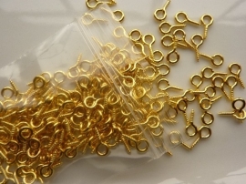 200 stuks mini schroefoogjes 10x5mm goudkleur
