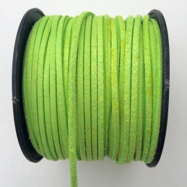 3 meter faux suede veter van 3mm breed limegroen