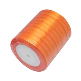 rol met 22.86 meter satijnlint van 6mm breed oranje - super aanbieding!