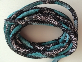 PU.04- 3 meter PU-leren koord slangenprint turquoise 6mm