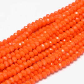 C123.E- ca. 150 stuks facet glaskralen abacus 4x3mm orangered