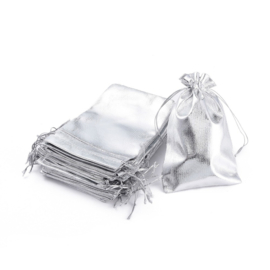 10 stuks organza zakjes 16x11cm zilver