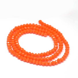 C123.E- ca. 150 stuks facet glaskralen abacus 4x3mm orangered