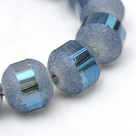 C273- 100 stuks electroplated stardust glaskralen 6mm marine blue