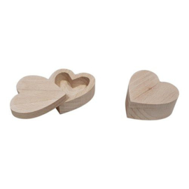 811715/0042- 4 x Houten Kistje  beukenhout Hartvorm 5,5cmx5,5cmx2,7cm