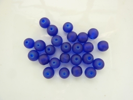 P17- 25 stuks frosted glaskralen van 8mm transparant donkerblauw