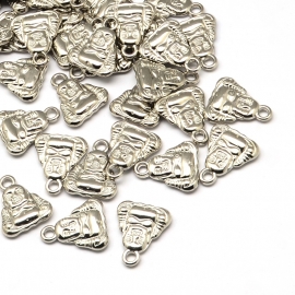 D29- 8 stuks licht metalen bedels buddha 20x16mm zilverkleur