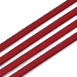 3 meter faux suede veter van 3mm breed rood