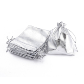 10 stuks organza zakjes 12x9cm zilver