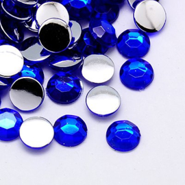 100 stuks strass stenen van 8mm kunststof koningsblauw