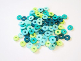 460503/2802- ca. 100 stuks katsuki kralen spacers 6mm turquoise mix