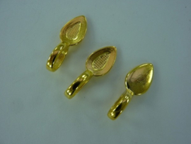 P.115- 3 x bails hangerplaatjes bv stenen op te plakken 20x7mm goudkleur
