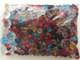 C192- 100gram glaskralenmix facet 6 tot 12mm - XL pack!