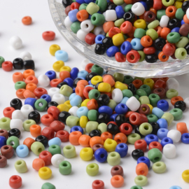 R31- 20gram glazen rocailles 4mm opak kleurenmix