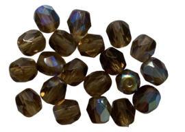 C58- 20 stuks Tsjechishe geslepen glaskralen firepolished 6mm smoked topaz