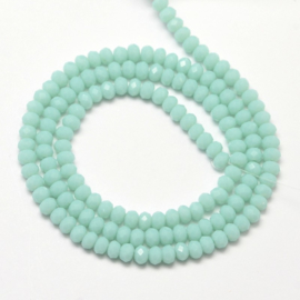 C338.E- ca. 150 stuks facet glaskralen rondelle 4x3mm pale turquoise