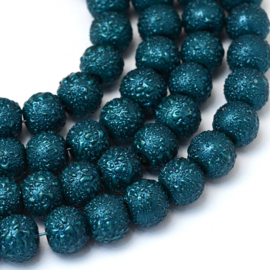 C196- 25 stuks glaskralen stardust 10mm dark turquoise