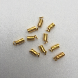 10 stuks koordkapjes 9x3.5mm goudkleur