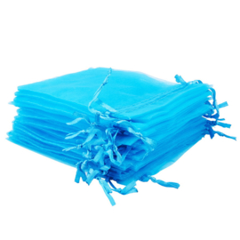 10 stuks organza zakjes 10x15cm blauw