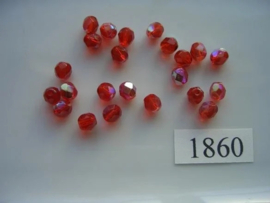 P.85- 20 stuks facet geslepen glaskralen van 6mm rood AB
