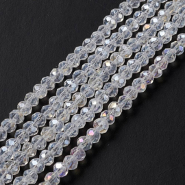 C124.D- ca. 90 stuks facet geslepen glaskralen 6mm crystal AB