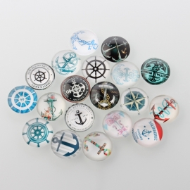 10 stuks glas cabochons maritiem mix 12mm