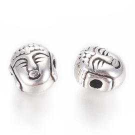 C138- 12 stuks metalen kralen buddha 8x7x5.5mm zilverkleur