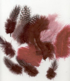 CE800804/2909- 18 stuks marabou & guinea verenmix oud roze tinten