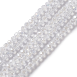C338.G- ca. 140 stuks facet geslepen glaskralen 3.5/4x3.5/3mm clear AB