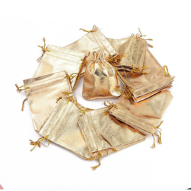 10 stuks organza zakjes 12x9cm goud