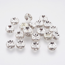 C88- 20 stuks strass ringetjes 8mm crystal silver grade A