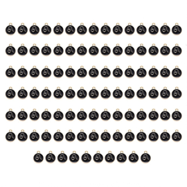 100 stuks hanger/bedels sterrenbeeld leo (leeuw) 12mm emaille zwart/goud
