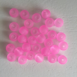 C141- 25 stuks frosted glaskralen van 8mm transparant roze