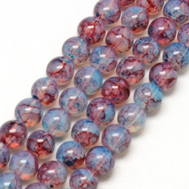 C207- ruim 90 stuks painted glaskralen imitatie opalite 6mm bleu/rose/red