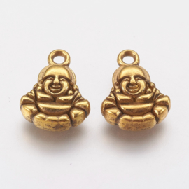 D02- 10 stuks metalen bedels buddha 14x11x3.5mm goudkleur