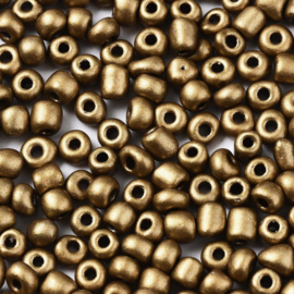 R46- 20gram (180st) glazen baking painted rocailles 4-5mm dark goldenrod
