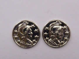 P.32- 50 stuks metalen muntjes met gat 10mm zilver
