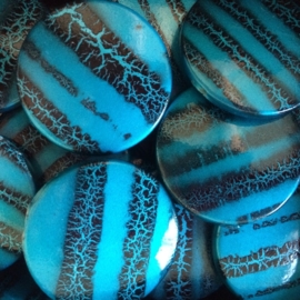 C09- grote XL kunststof kraal plat rond 31x6mm spraypainted turquoise